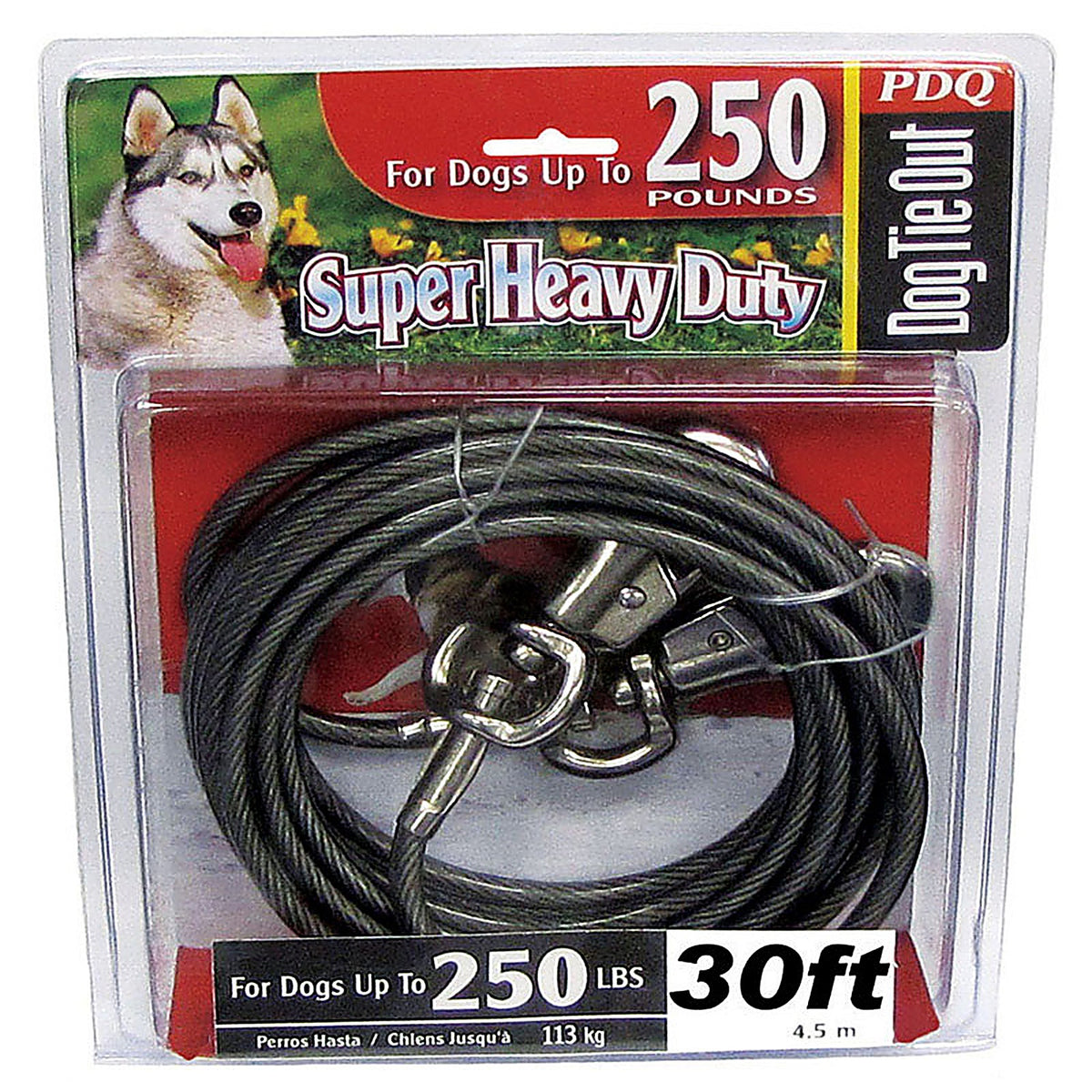 Boss Pet - Q683000099 - Silver Tie-Out Vinyl Coated Cable Dog Tie Out X-Large