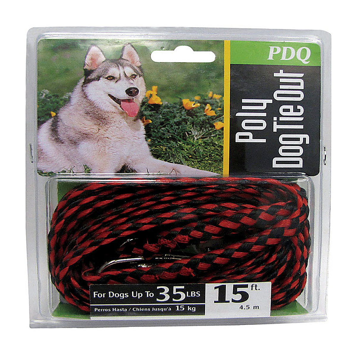 Boss Pet - Q241500099 - Red / Black Poly Dog Tie Out Rope Small/Medium