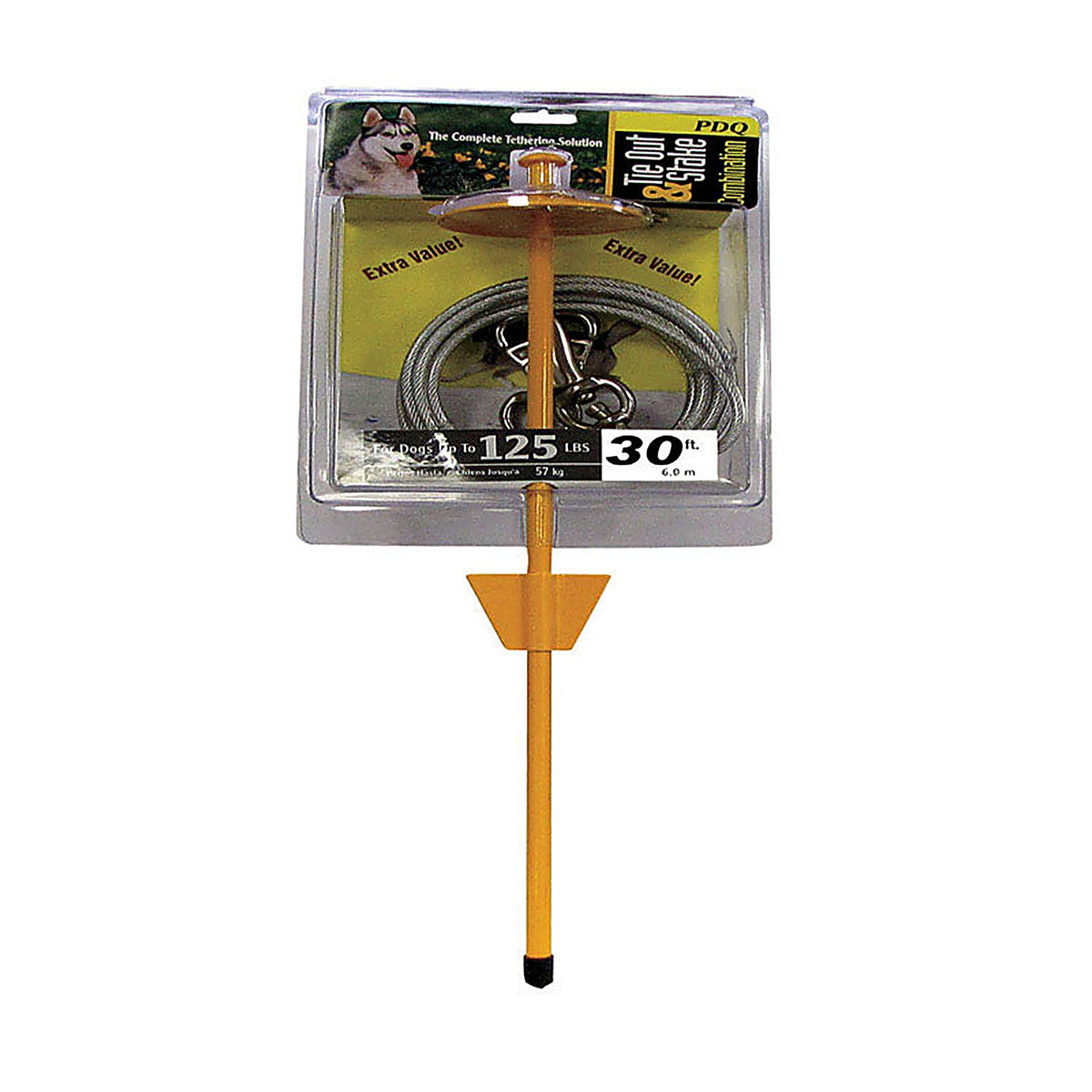 Boss Pet - Q5730DOM99 - Yellow Tie-Out with Stake Metal Dog Tie Out Stake X-Large