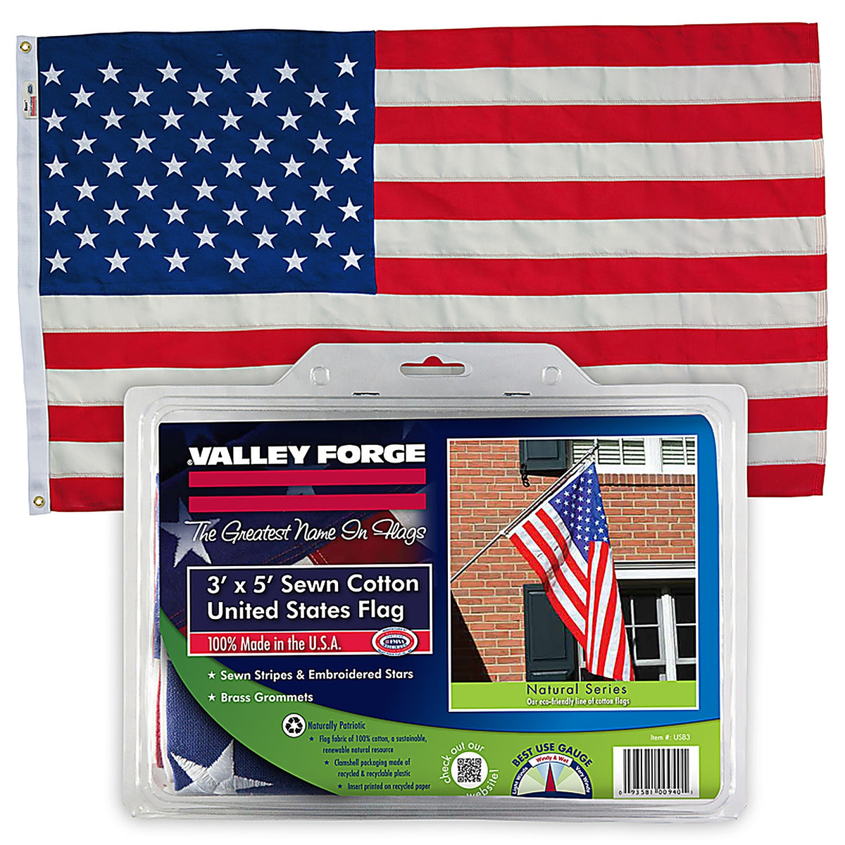 Valley Forge - USB3 - Best USA Flag 60 in. W X 36 in. L