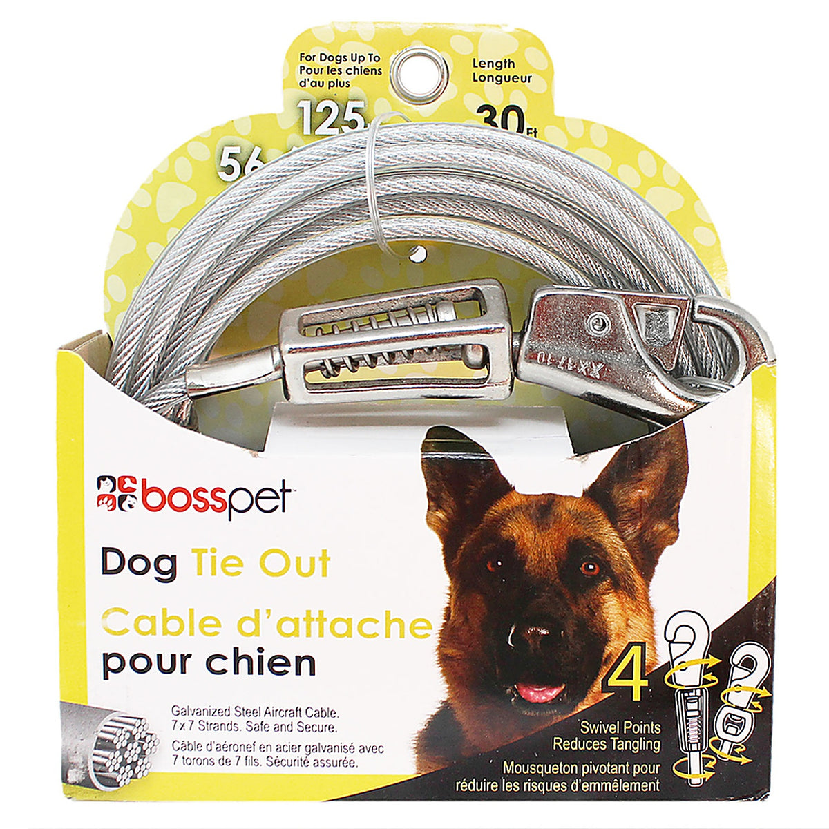 Boss Pet - Q5730SPG99 - Silver Tie-Out Vinyl Coated Cable Dog Tie Out X-Large