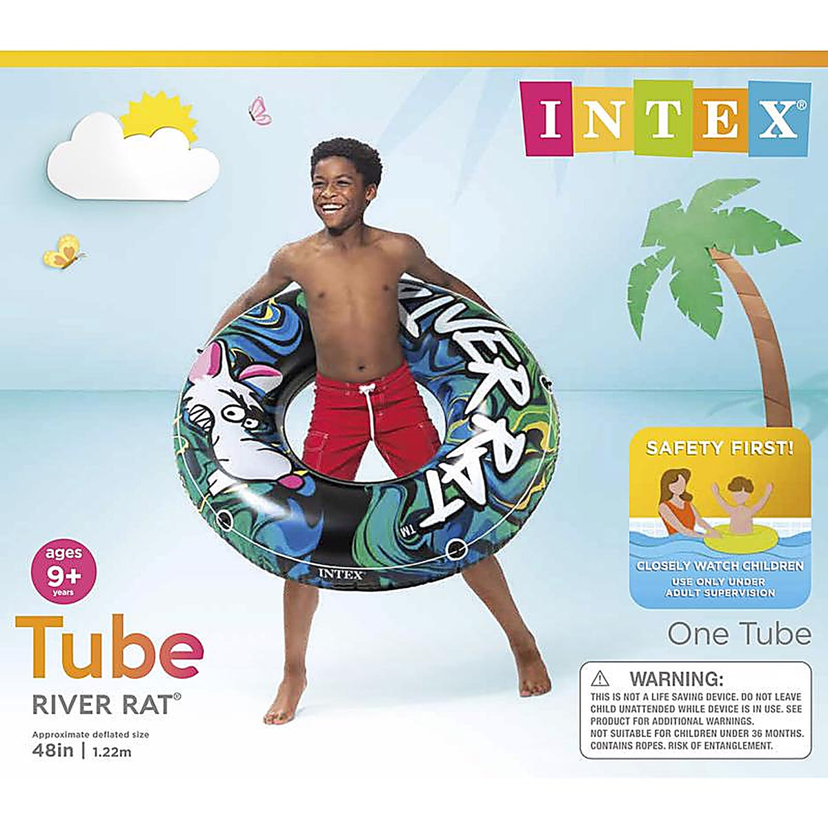 Intex - 68209EP - River Rat Multicolored Vinyl Inflatable Floating Tube