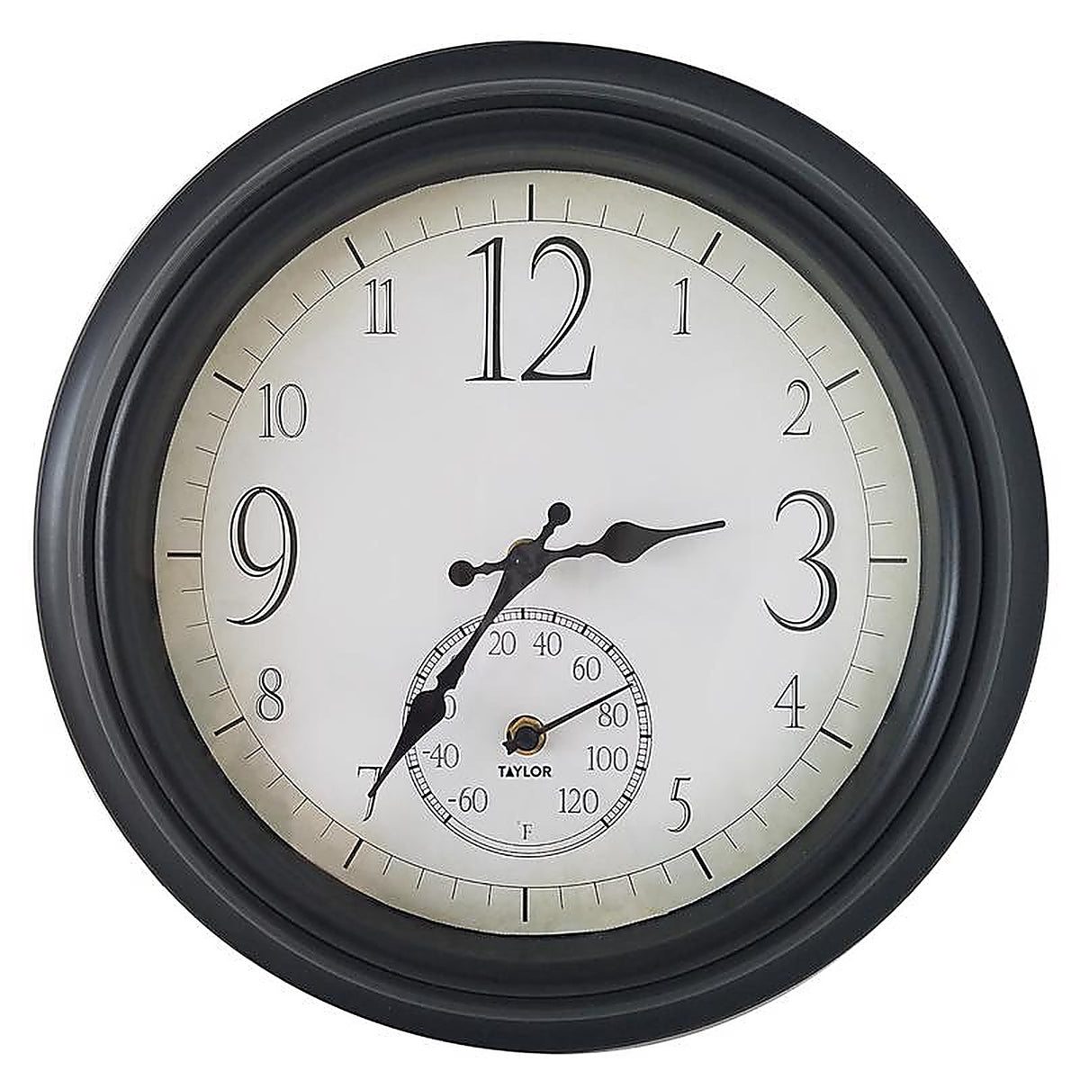 Taylor - 6740 - Decorative Clock/Thermometer Plastic Black