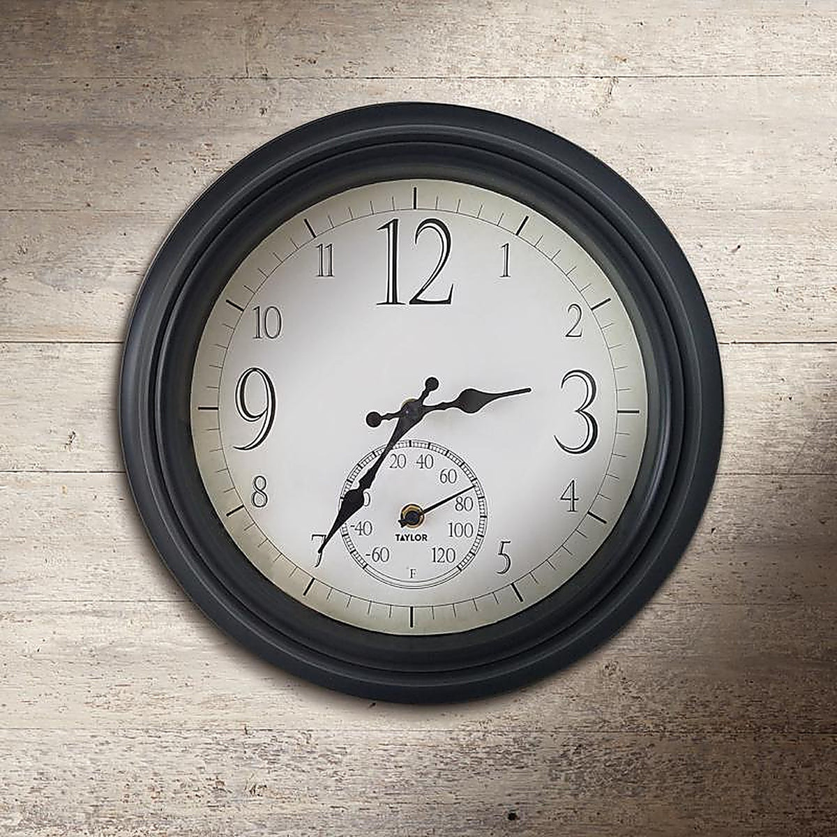 Taylor - 6740 - Decorative Clock/Thermometer Plastic Black