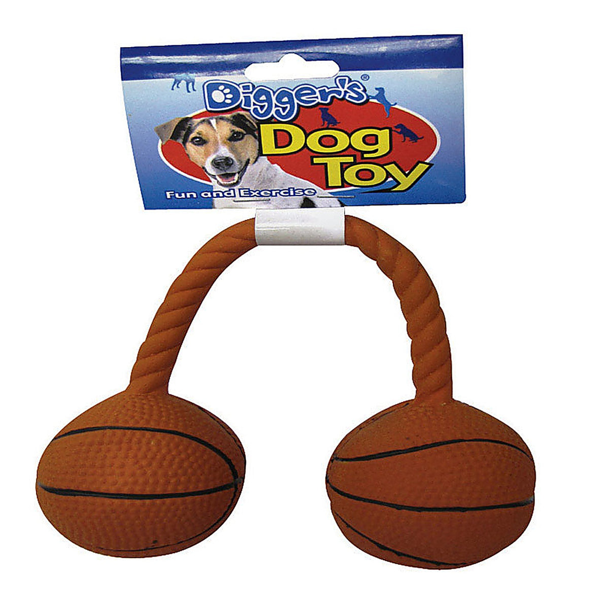 Boss Pet - 52552 - Digger's Orange Latex Twin Basketball Squeaky Dog Toy Medium 1 pk