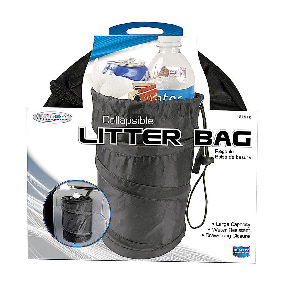 Custom Accessories - 31512 - Black Collapsible Trash-It Bag - 1/Pack Universally fits all vehicles