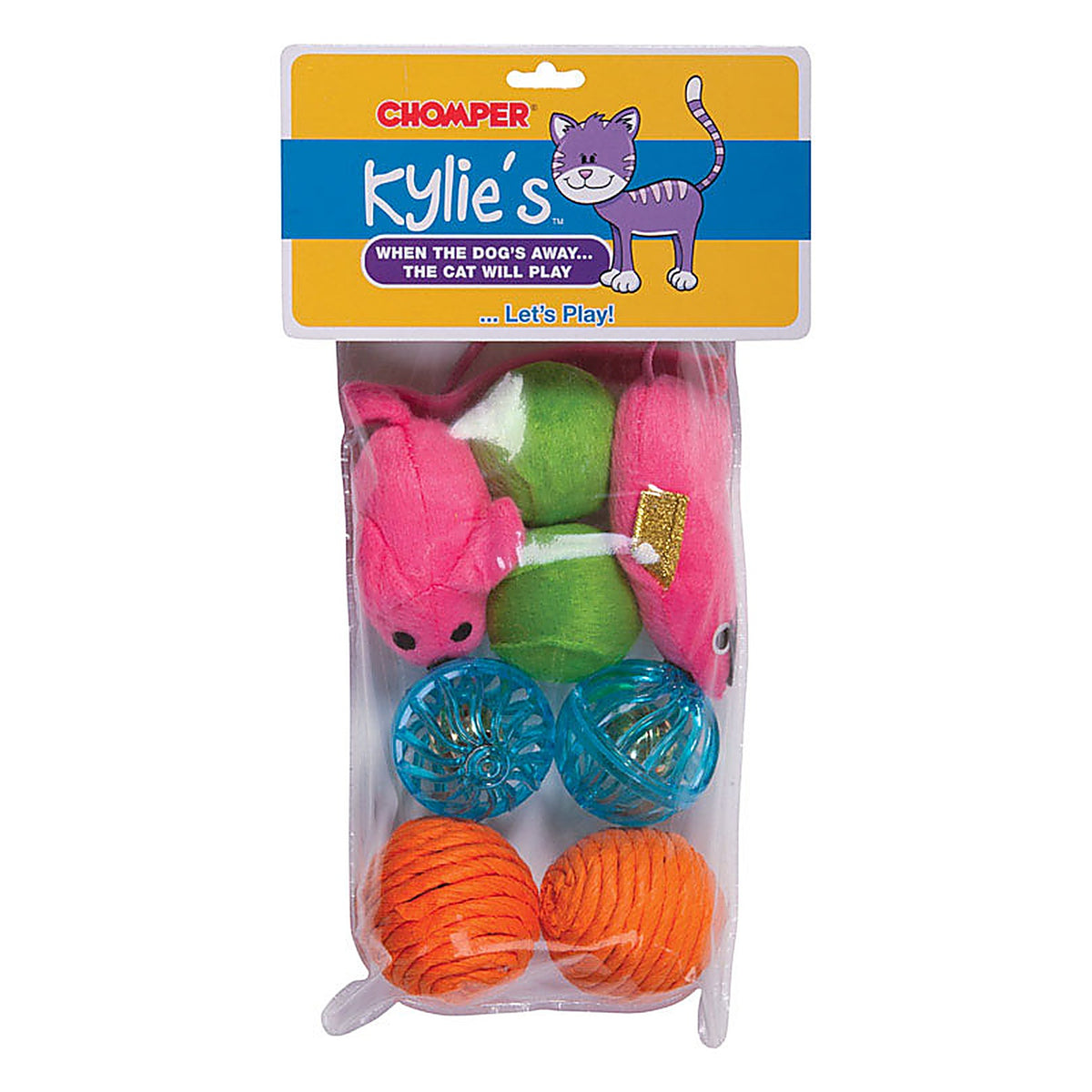 Boss Pet - IDC10064 - Brights Assorted Mouse and Ball Pet Toy Large 8/pc.