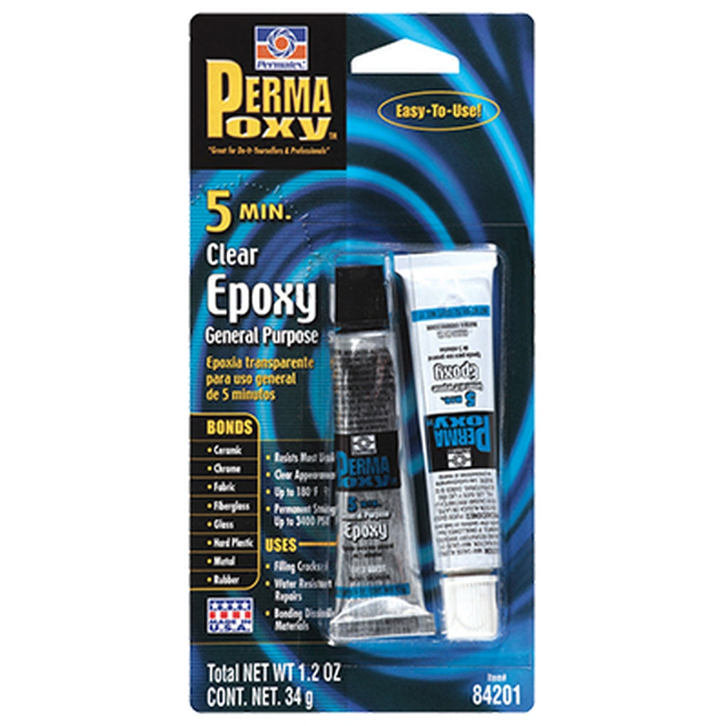 Permatex - 84201 - PermaPoxy 5 Minute General Purpose Epoxy, 2 - 1 oz. tubes