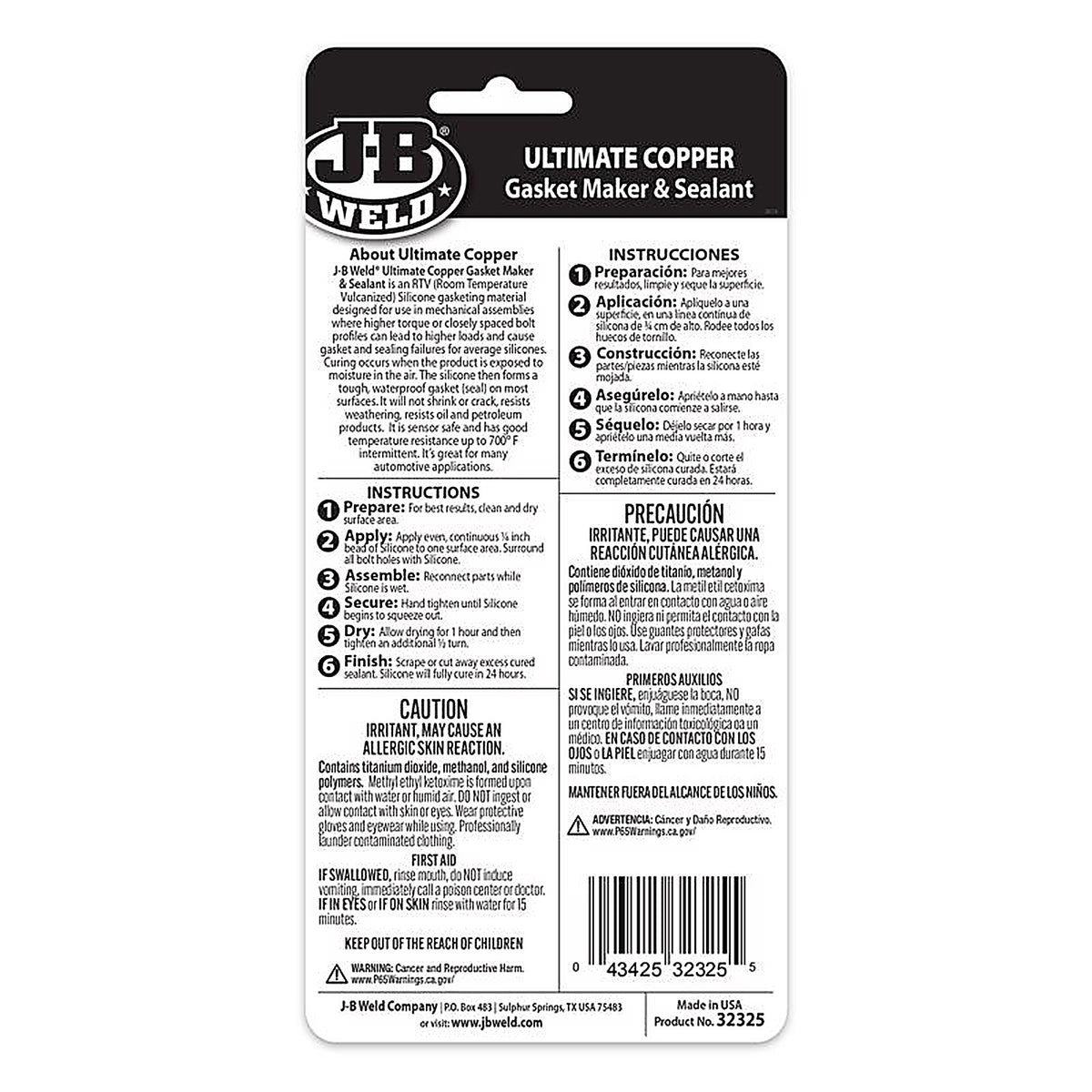 J-B Weld - 32327 - Gasket Maker Type-1 Gasket Sealant 3 oz.