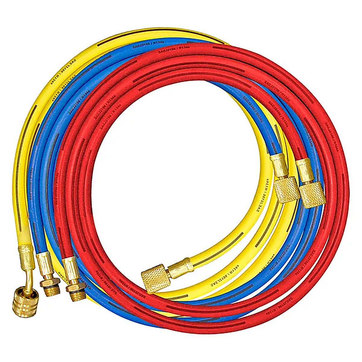 Mastercool - 84602 - 60 in Yellow R134a Hose with Shut-Off Valve, 1/2 in Acme-F