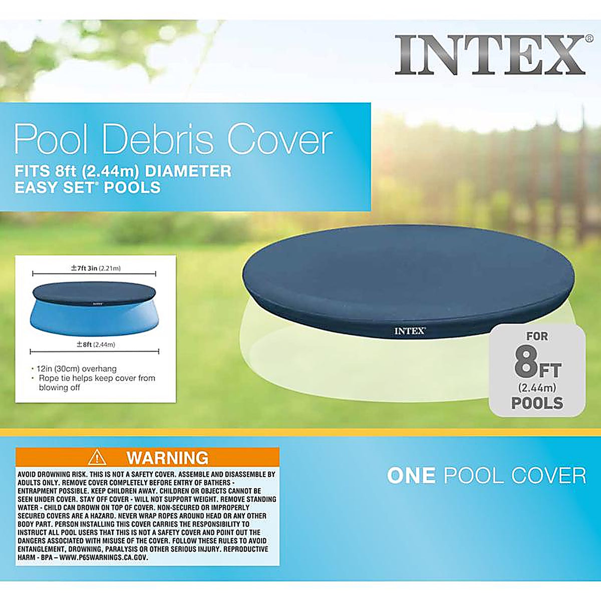 Intex - 28020E - Easy Set Pool Cover 3 in. H x 96 in. W x 9.625 in. L