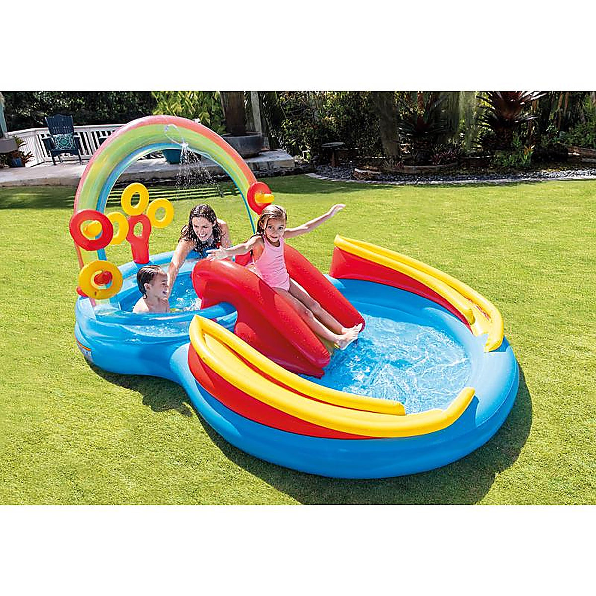 Intex - 57453EP - Multicolored Vinyl Inflatable Pool Rainbow Ring Play Center