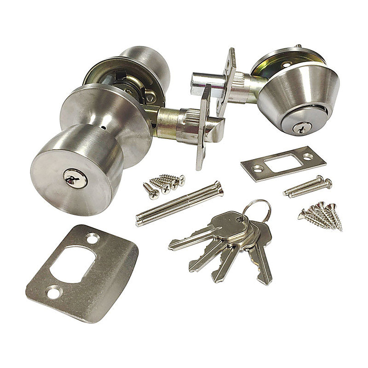 US Hardware - D-084SC - RV Knob and Deadbolt Door Lock Set - 1/Pack