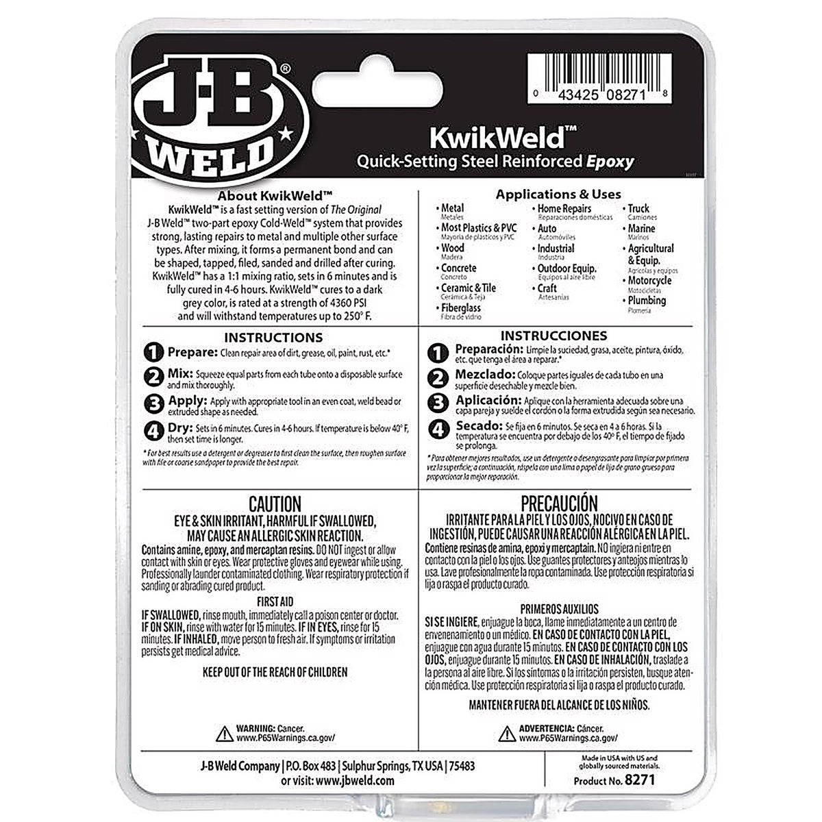 J-B Weld - 8271 - KwikWeld High Strength Automotive Adhesive Paste 10 oz.