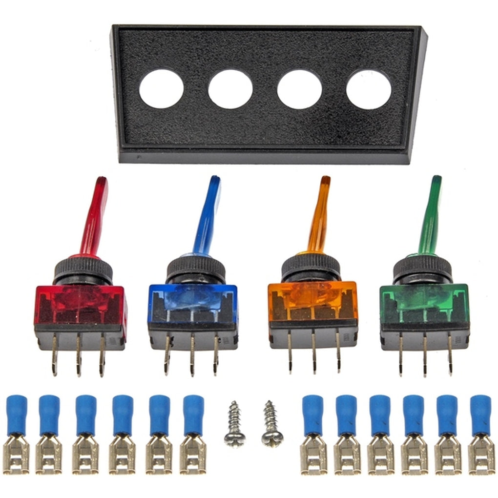 Dorman - 86922 - Lever Multiple Toggle Kit 4 Switches Red, Blue, Amber And Green