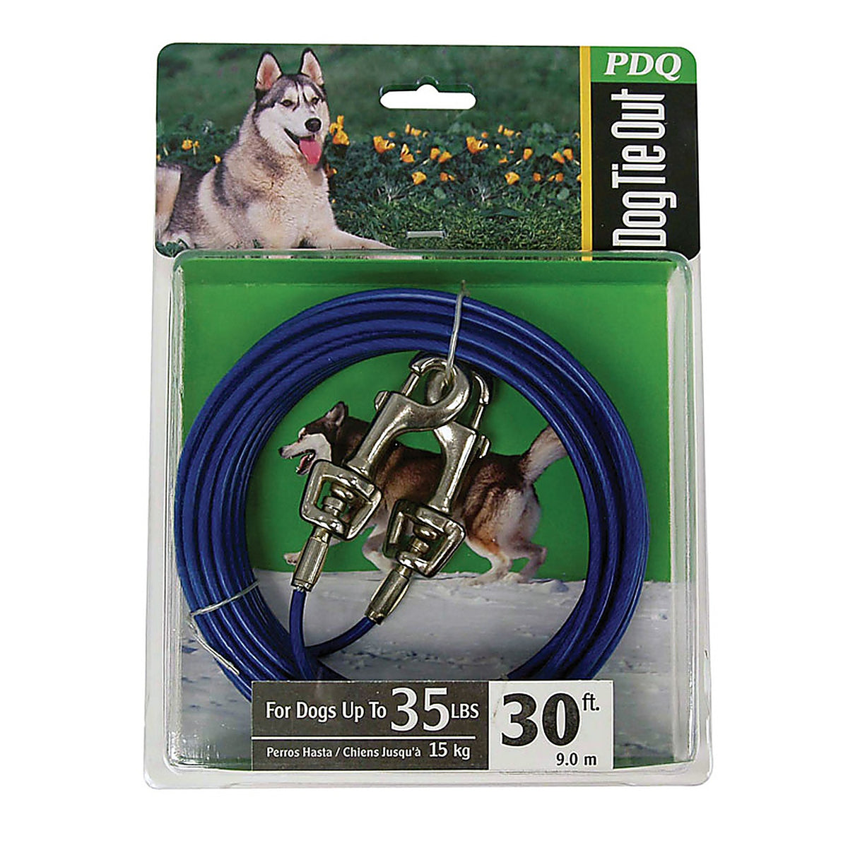 Boss Pet - Q233000099 - PDQ Blue / Silver Vinyl Coated Cable Dog Tie Out Medium