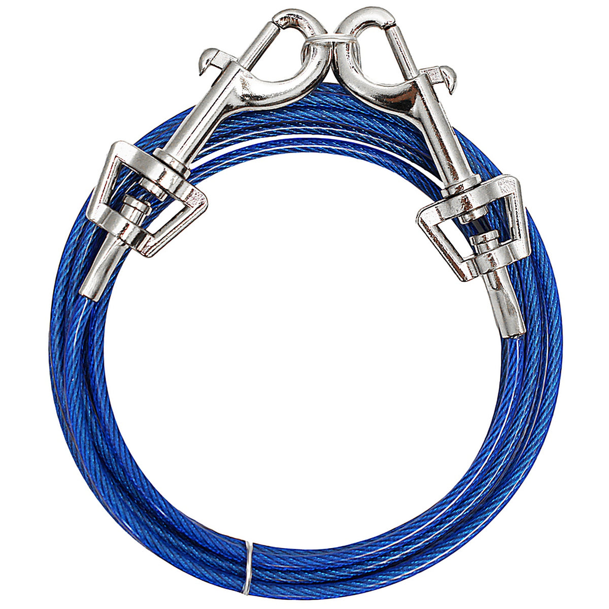 Boss Pet - Q233000099 - PDQ Blue / Silver Vinyl Coated Cable Dog Tie Out Medium