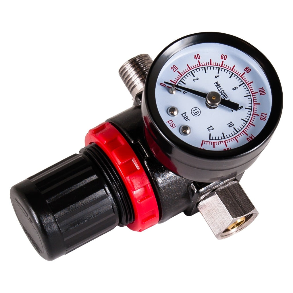 AES|875|Mini Diaphragm Air Regulator with Gauge, 1/4 in MNPT Inlet, 1/4 in FNPT Outlet, 180 psi