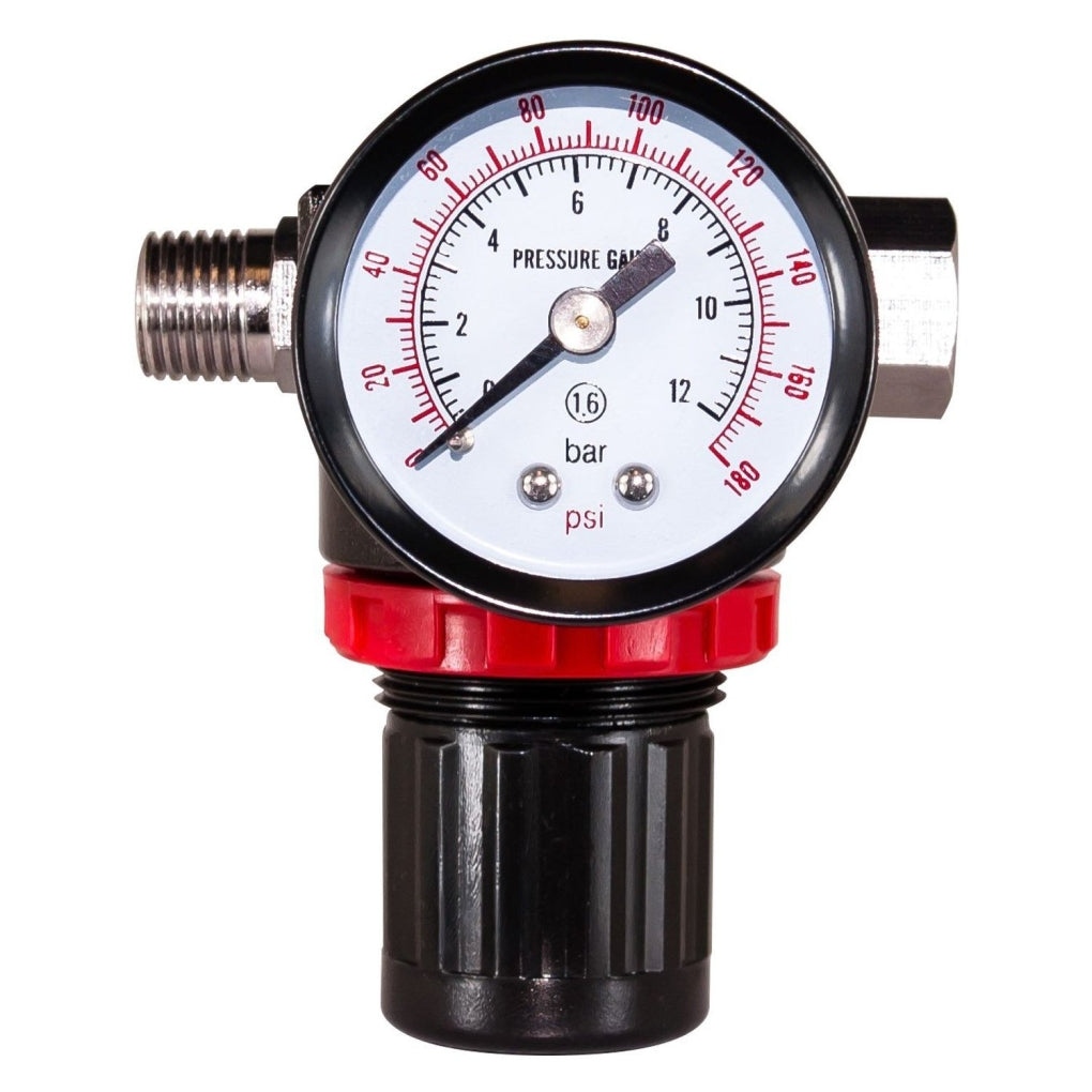 AES|875|Mini Diaphragm Air Regulator with Gauge, 1/4 in MNPT Inlet, 1/4 in FNPT Outlet, 180 psi