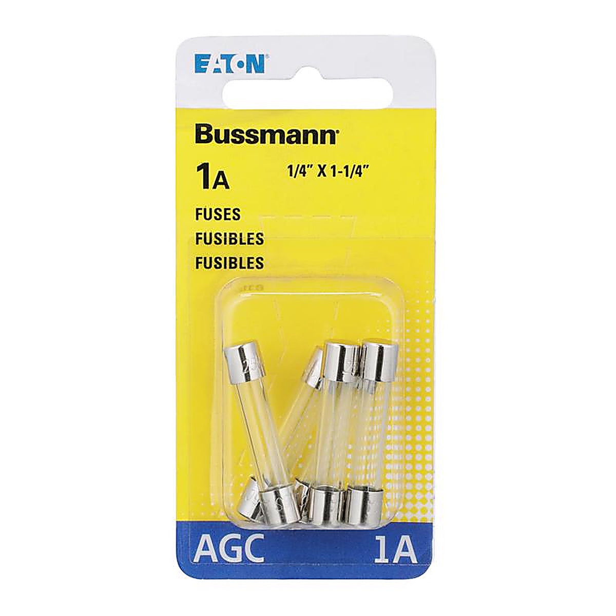 Bussmann - BP/AGC-1-RP - 1 amps AGC Glass Tube Fuse - 5/Pack