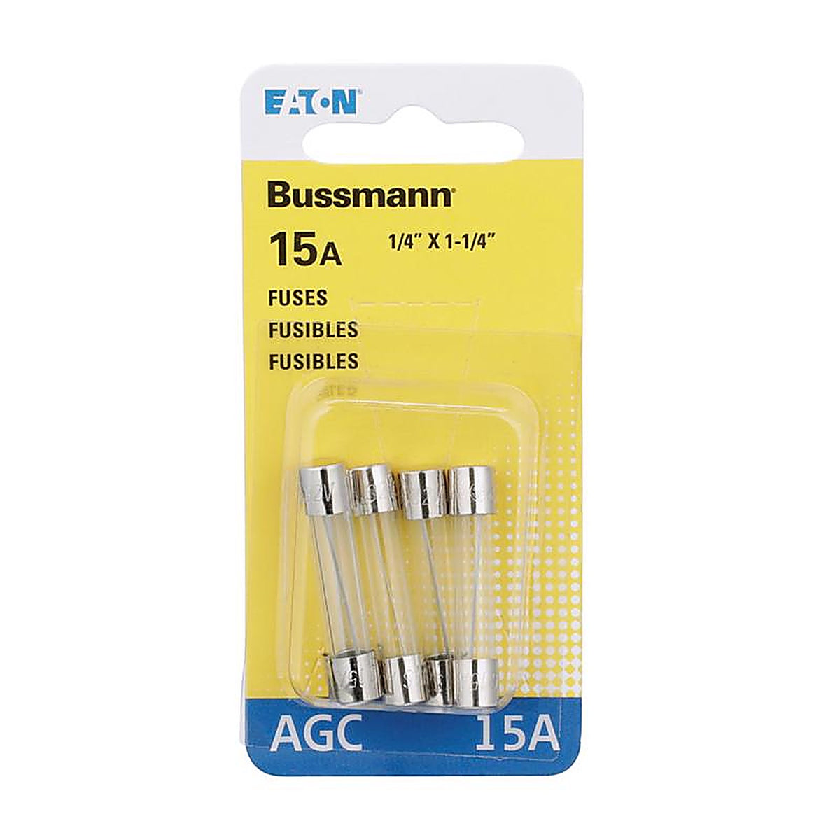 Bussmann - BP/AGC-15-RP - 15 amps AGC Glass Tube Fuse - 5/Pack