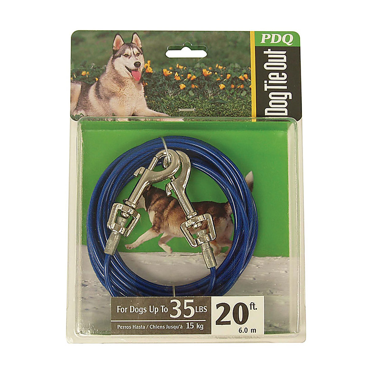 Boss Pet - Q232000099 - PDQ Blue / Silver Vinyl Coated Cable Dog Tie Out Medium