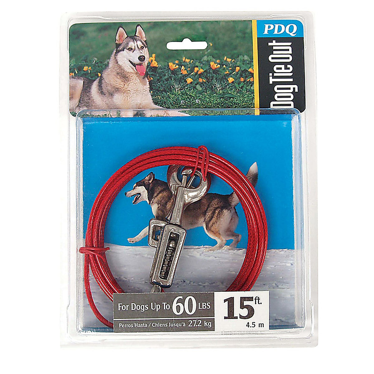 Boss Pet - Q3515SPG99 - PDQ Red Tie-Out with Spring Vinyl Coated Cable Dog Tie Out Large