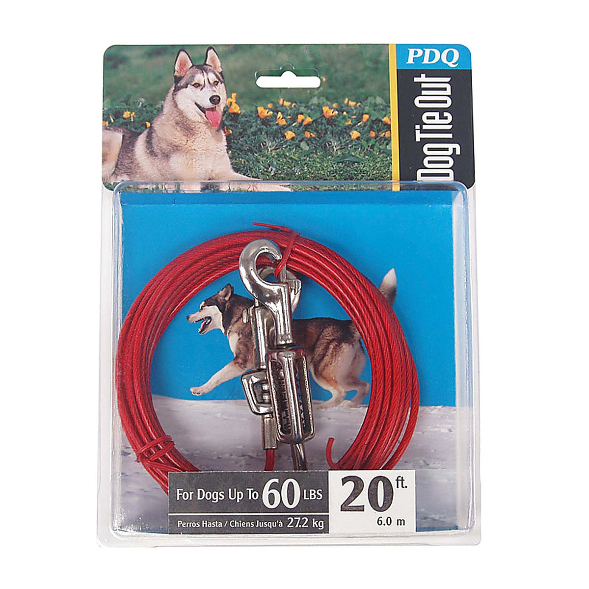 Boss Pet - Q3520SPG99 - PDQ Red Vinyl Coated Cable Dog Tie Out Large