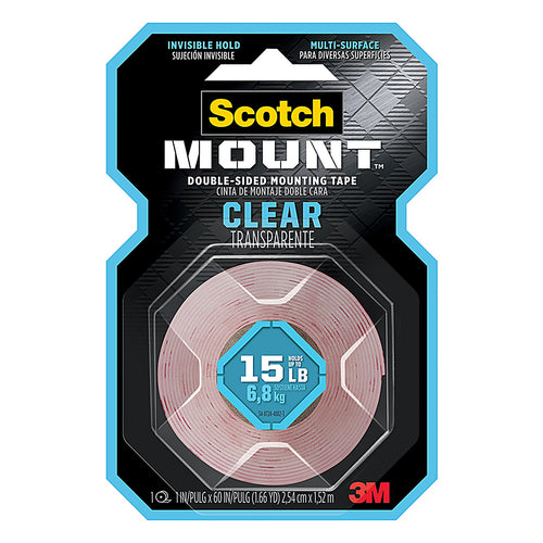 3M - 410H - Scotch-Mount Double Sided 1 in. W x 60 in. L Mounting Tape Clear
