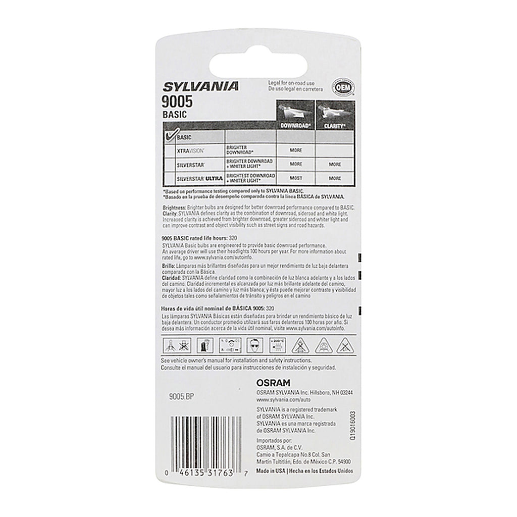 Sylvania - 9005BP - 9005 Basic Halogen Headlight Bulb, 1 Pack