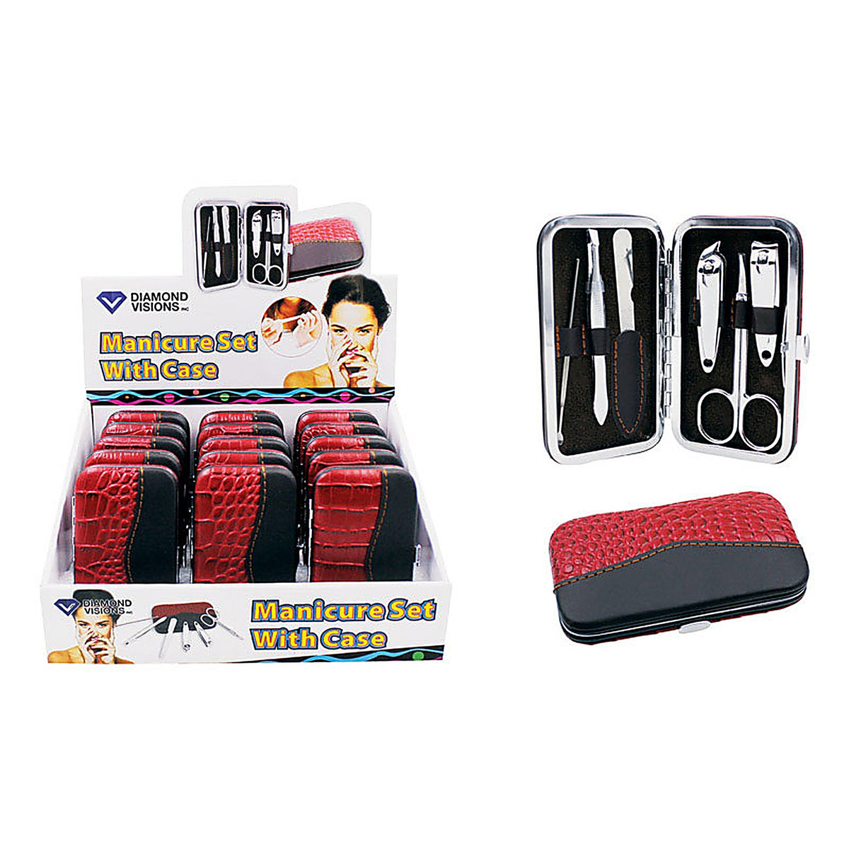 Diamond Visions - 11-2072 - Manicure Set In Case Faux Leather/Stainless Steel 6 pc