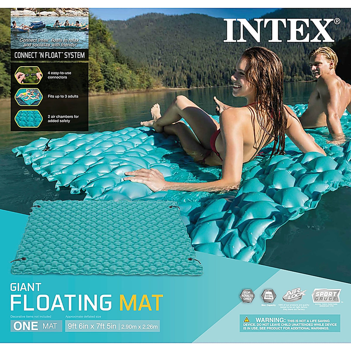 Intex - 56841EP - Blue Vinyl Inflatable Floating Pool Mat