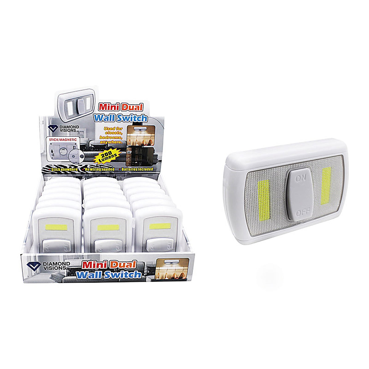 Diamond Visions - 08-2081 - Manual Battery Powered Mini COB LED Night Light w/Switch