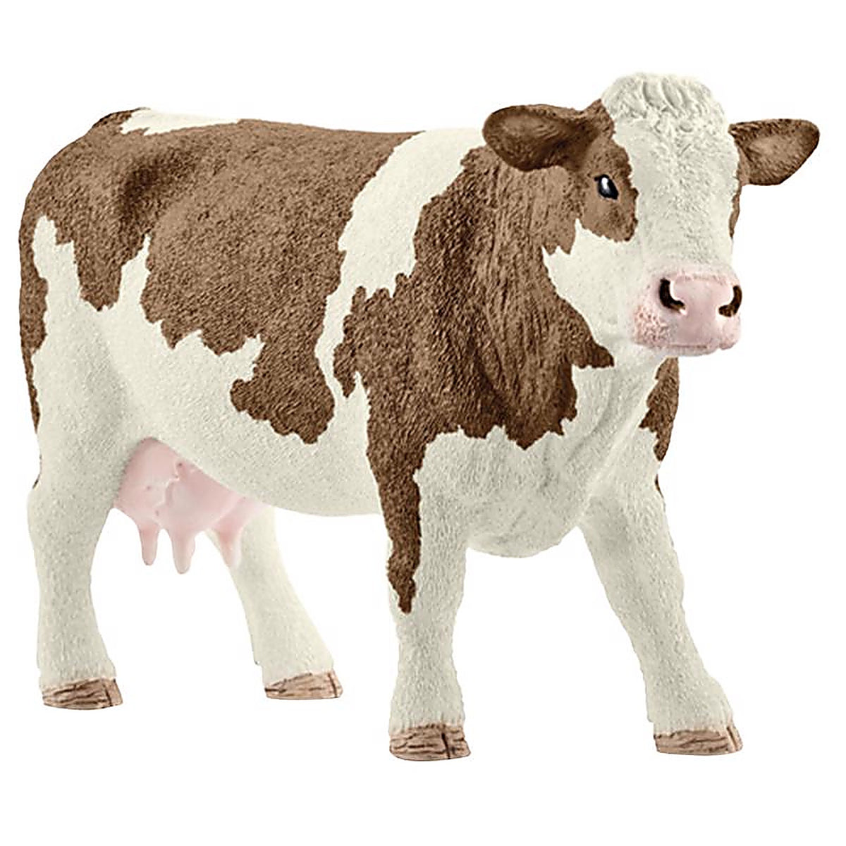 Schleich - 13801 - Farm World Simmental Cow Toy Plastic Brown/White