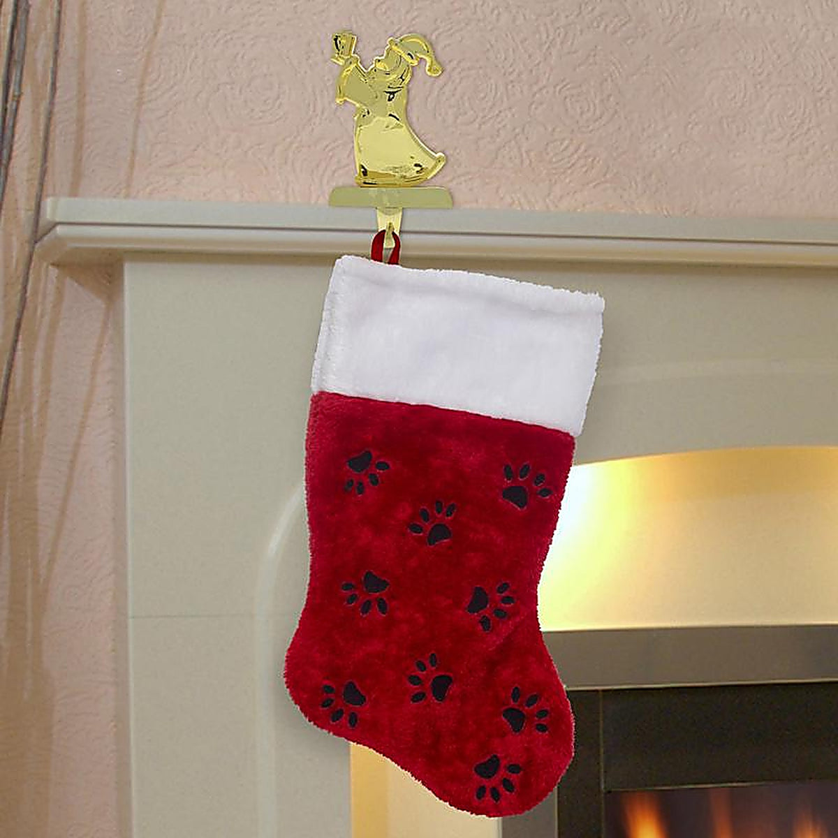 Dyno - 1161734-2AC - LLC Red/White/Black Paw Print Christmas Stocking