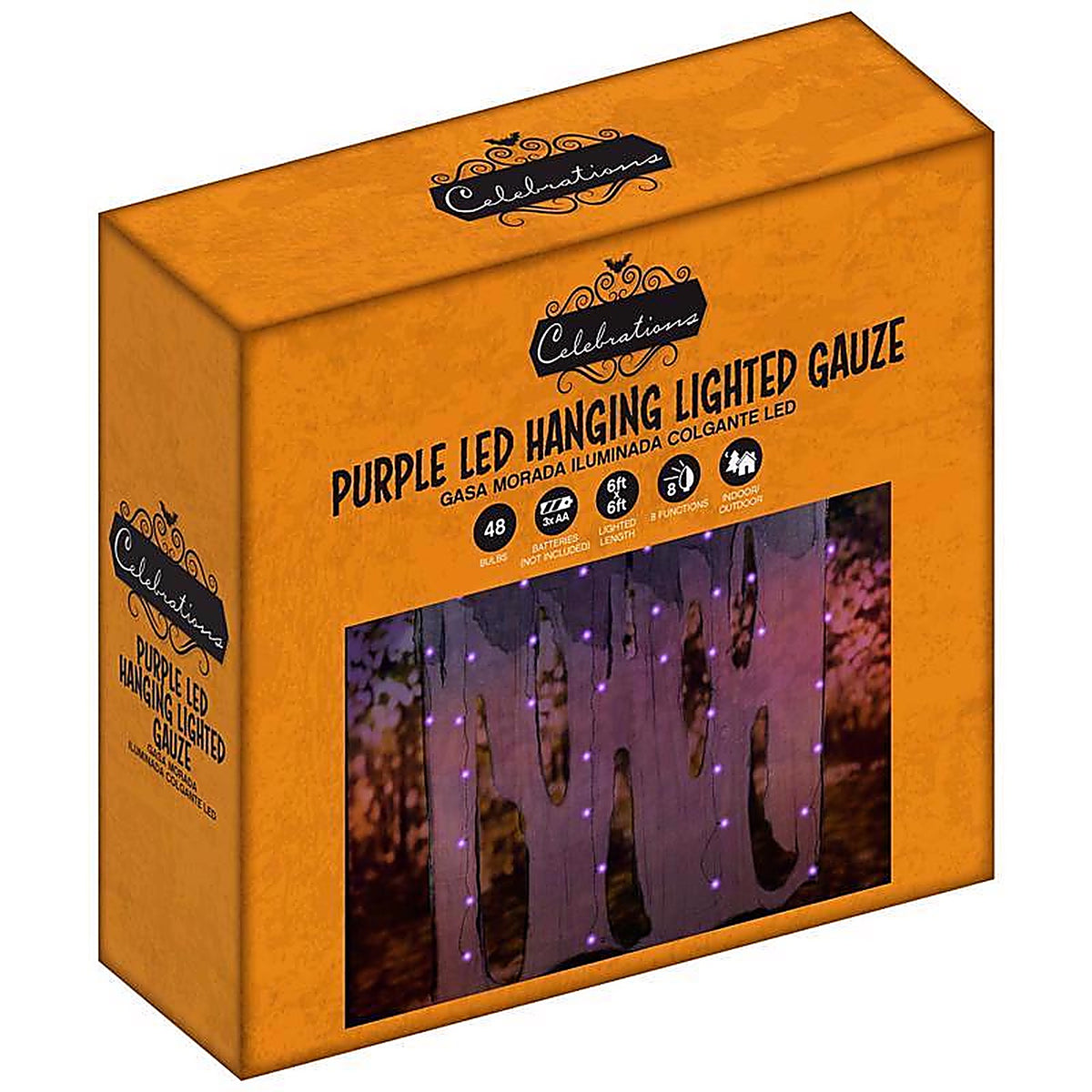 Celebrations - 36049-71 - Halloween Purple LED Prelit Hanging Gauze Lights