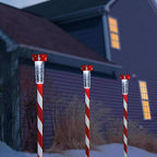 Alpine - QWE106 - LED White 23.3 in. Solar Candy Cane Striped Stake Pathway Decor