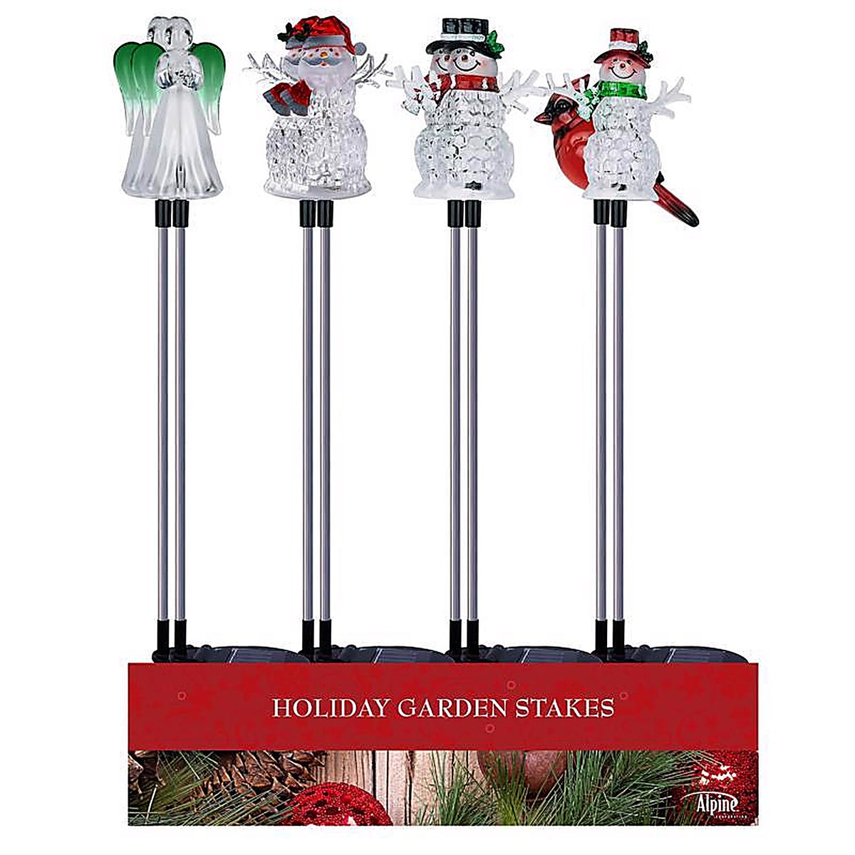 Alpine - RGG480ABB - LED Cool White 23.3 in. Solar Assorted Holiday Stakes Pathway Decor