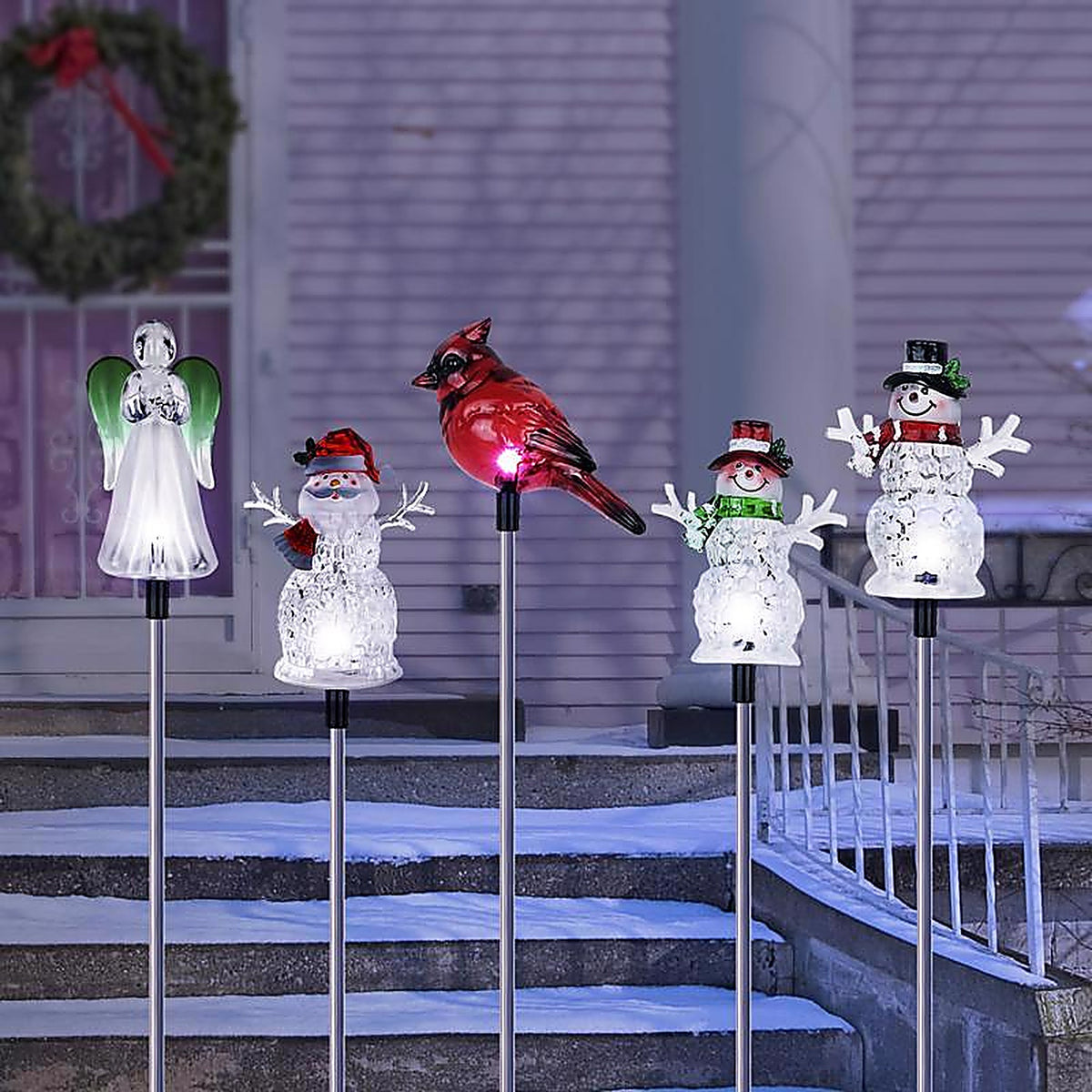 Alpine - RGG480ABB - LED Cool White 23.3 in. Solar Assorted Holiday Stakes Pathway Decor
