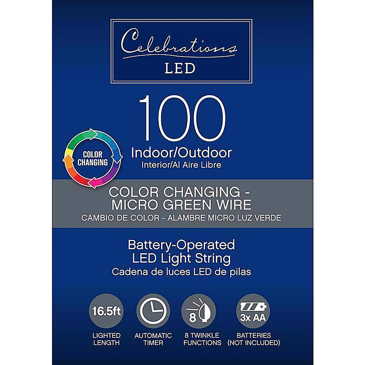 Celebrations - MICGR100WWMU2A - LED Micro Dot/Fairy Multicolored/Warm White 100 ct String Christmas Lights 16.5 ft.