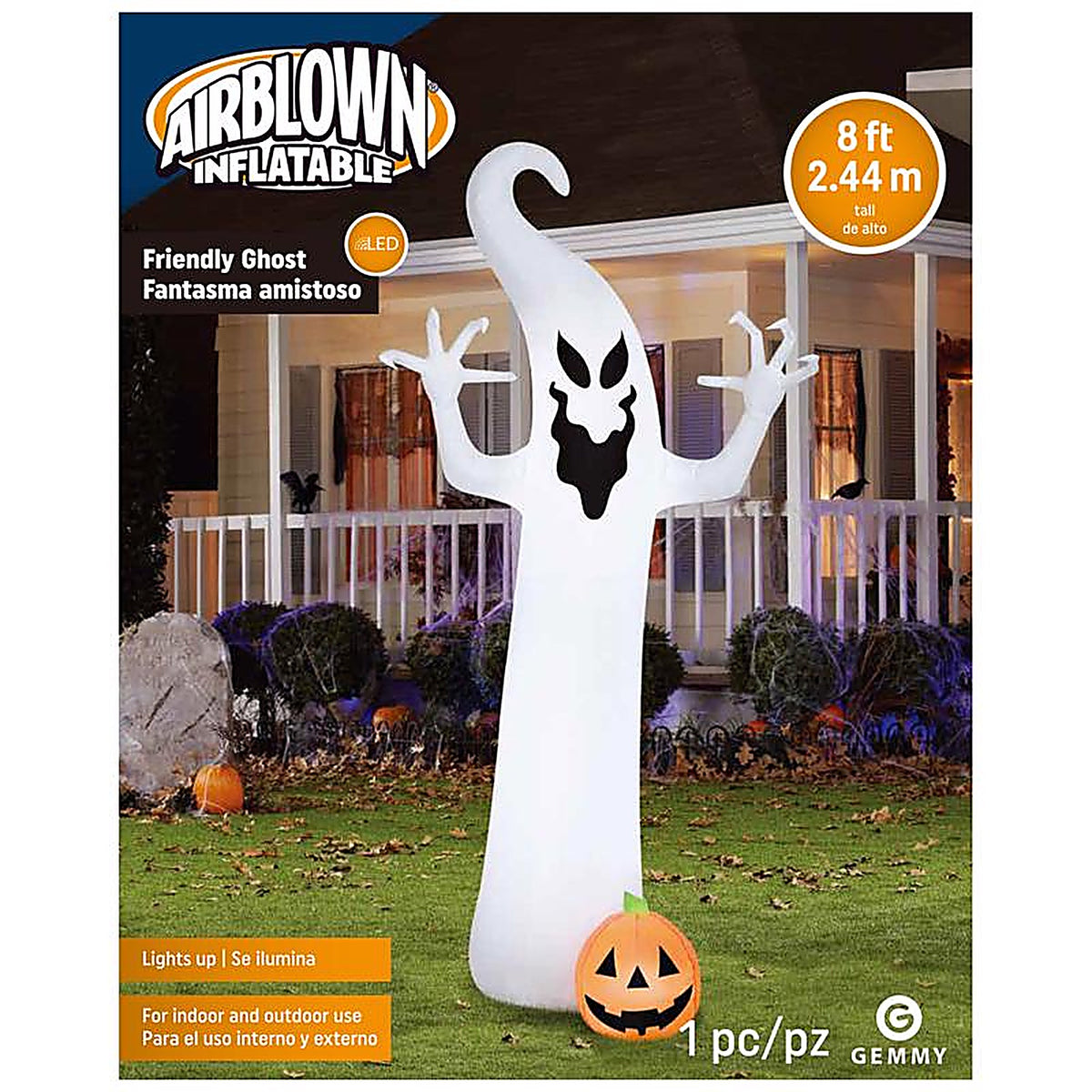 Gemmy - 229617 - Airblown 9 ft. LED Prelit Ghost and Pumpkin Inflatable