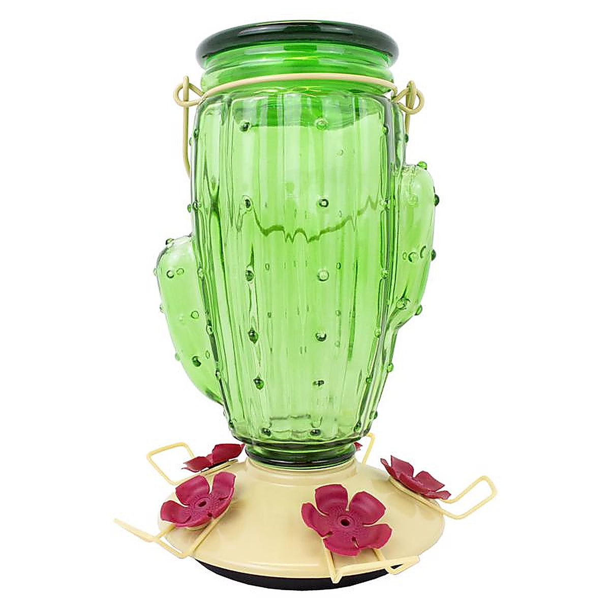 Perky-Pet - 9111-2 - Hummingbird 32 oz Glass/Metal Cactus Top-Fill Bird Feeder 5 ports