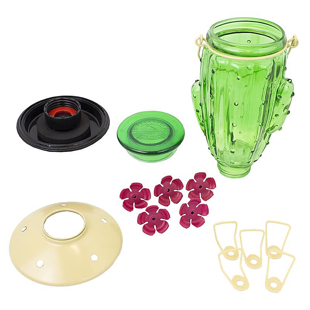 Perky-Pet - 9111-2 - Hummingbird 32 oz Glass/Metal Cactus Top-Fill Bird Feeder 5 ports