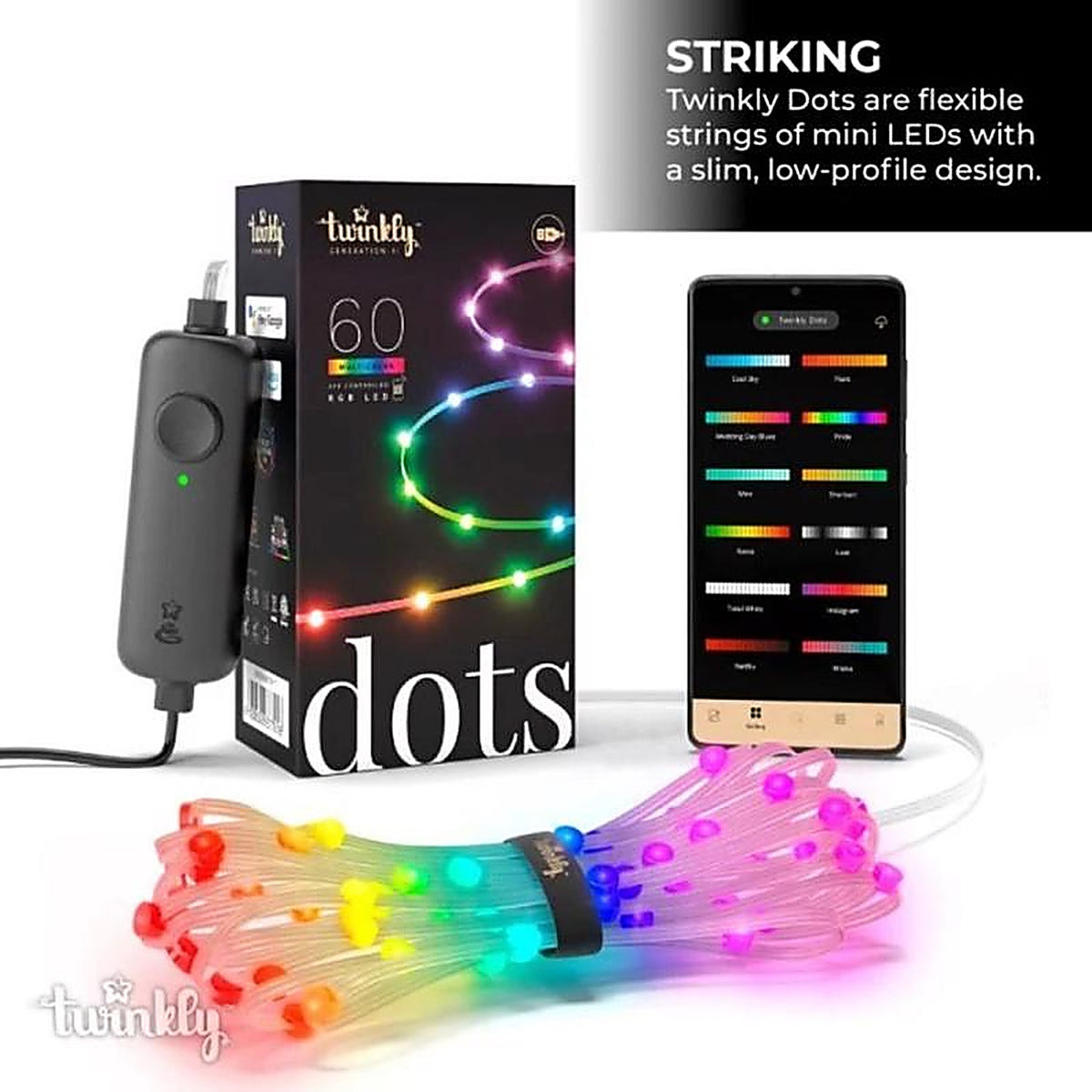 Holiday Bright Lights - R60DOTWP - Twinkly LED Mini Multicolored 60 ct String Christmas Lights 9.8 ft.