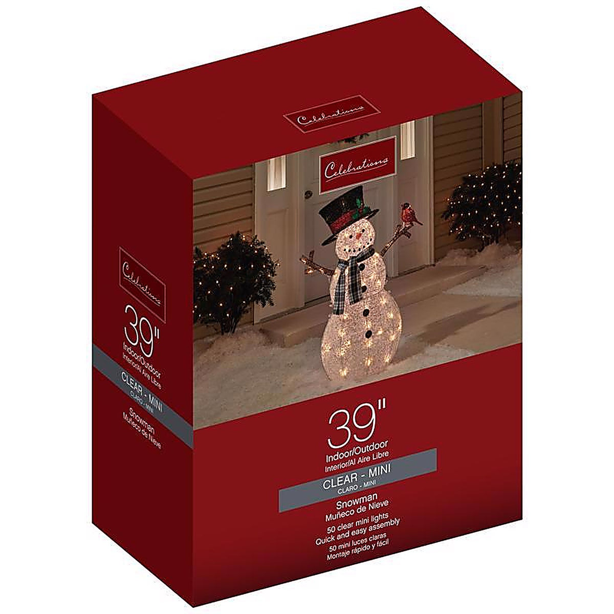 Celebrations - 50428-71 - Incandescent Clear Snowman with Cardinal 3.25 ft. Yard Decor