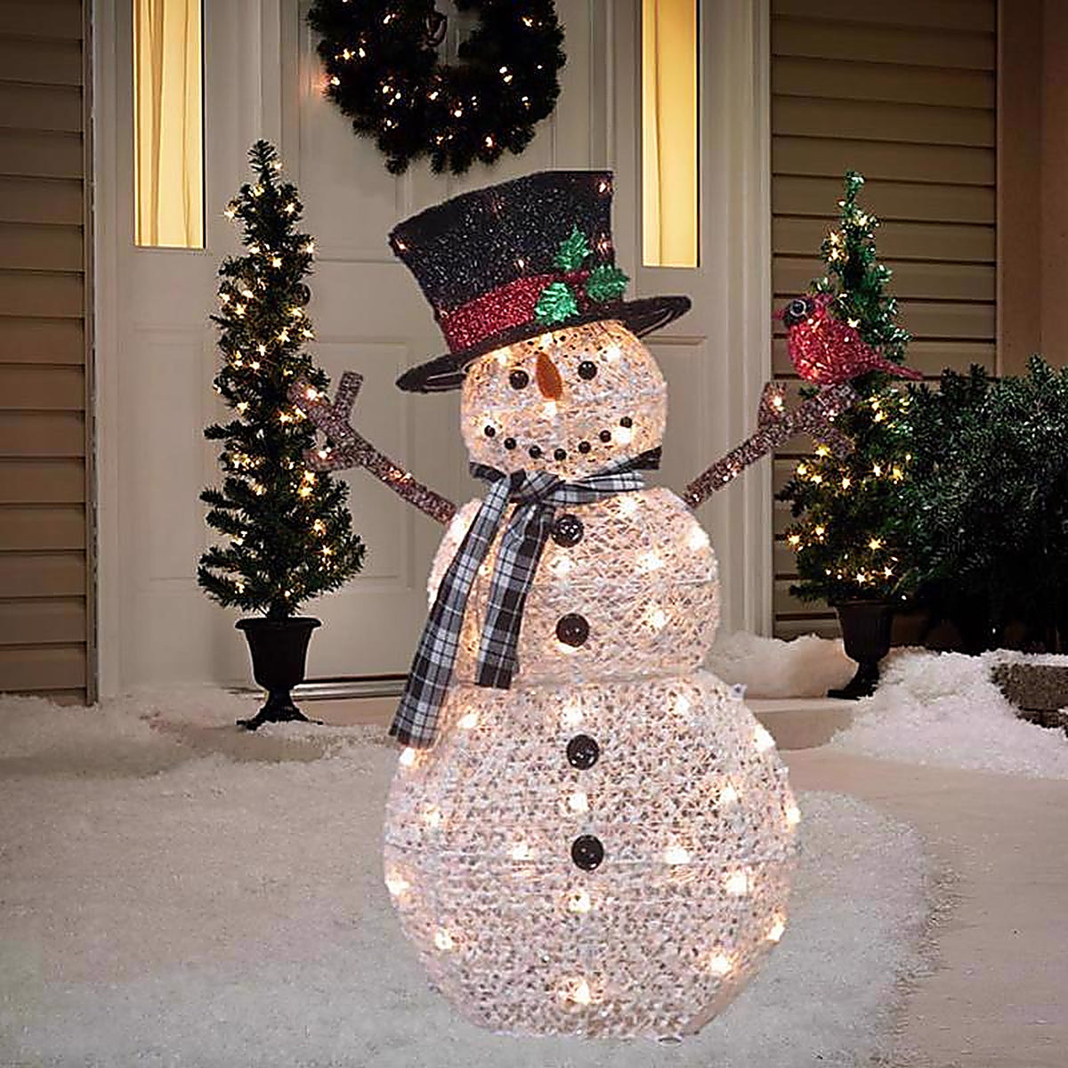 Celebrations - 50428-71 - Incandescent Clear Snowman with Cardinal 3.25 ft. Yard Decor