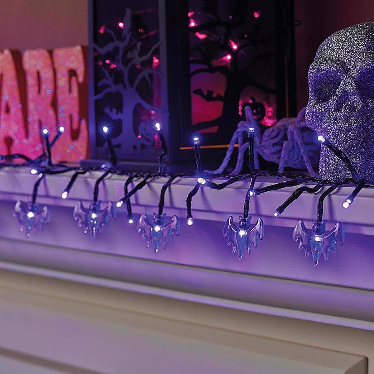 Celebrations - 34968-71 - Purple 120 ct 9 ft. LED Bat Garland Lights