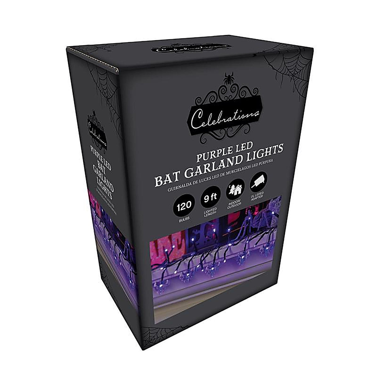 Celebrations - 34968-71 - Purple 120 ct 9 ft. LED Bat Garland Lights