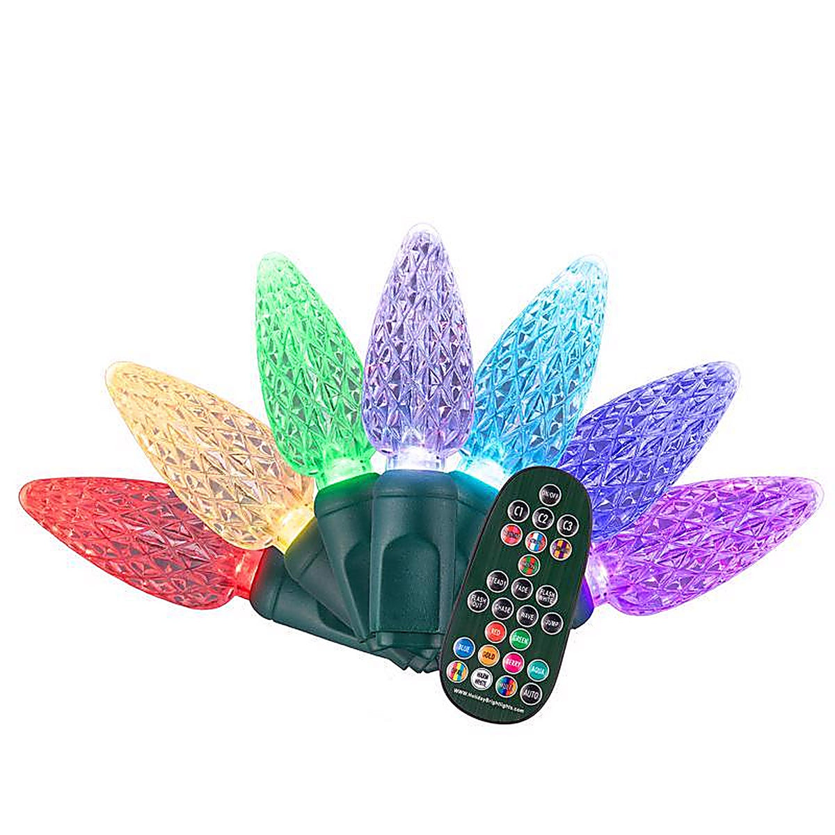 Celebrations - RGBWWSC6A - Platinum LED C6 Multicolored 50 ct String Christmas Lights 25 ft.