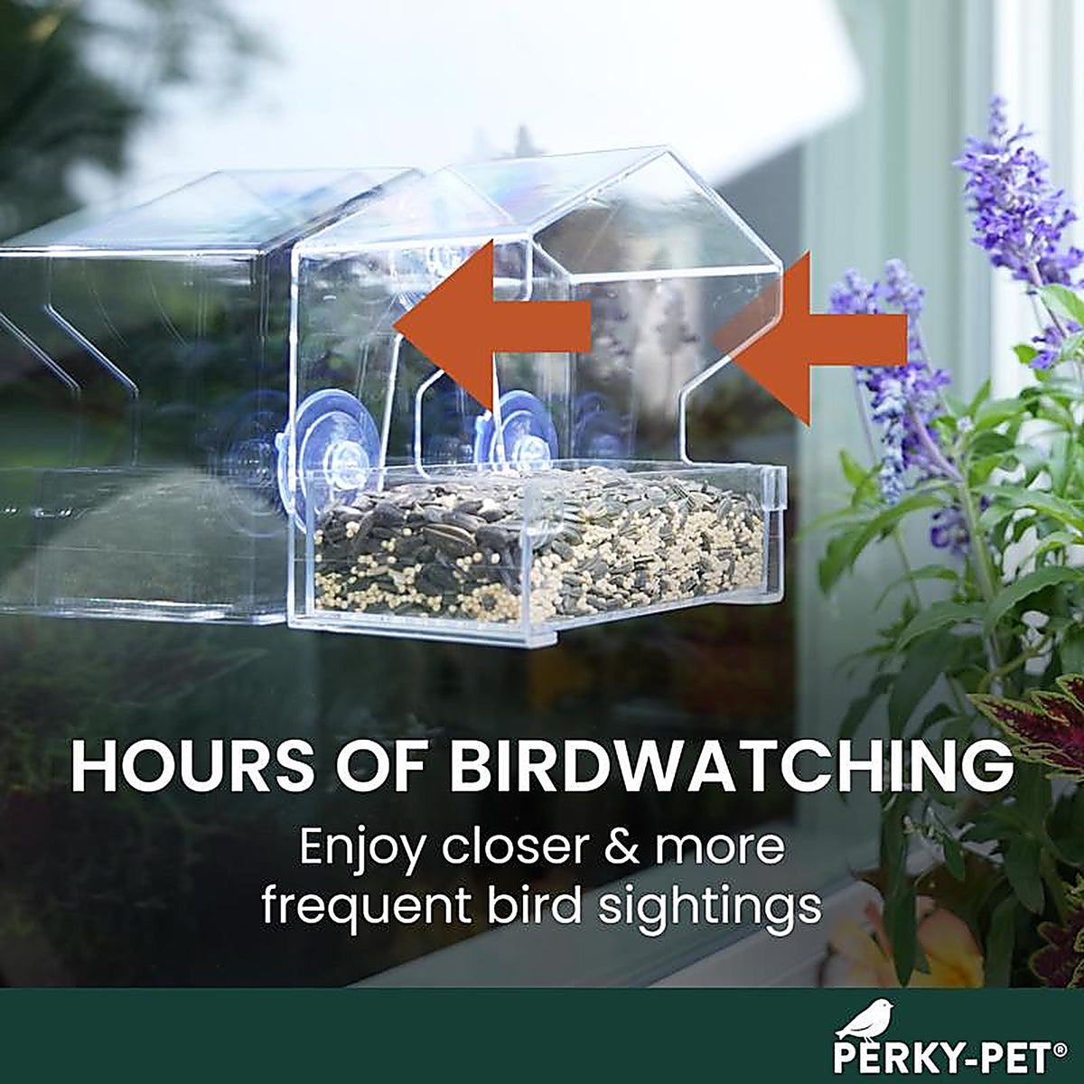Perky-Pet - 345 - Wild Bird 0.5 lb Plastic Window Bird Feeder 1 ports